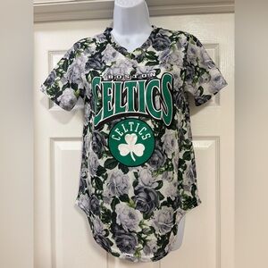 Boston Celtics NBA floral shirt, curved hem